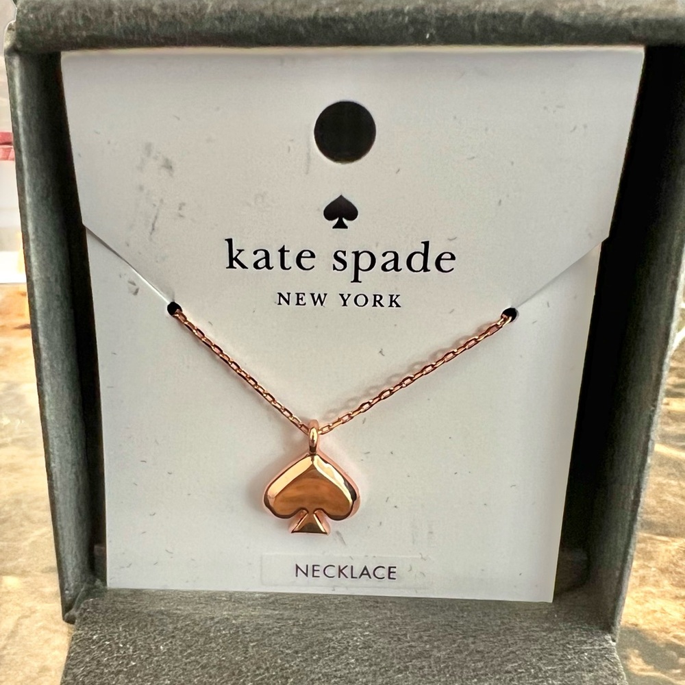 Kate Spade Rose Gold Spade Symbol Necklace NIB - Picture 3 of 7